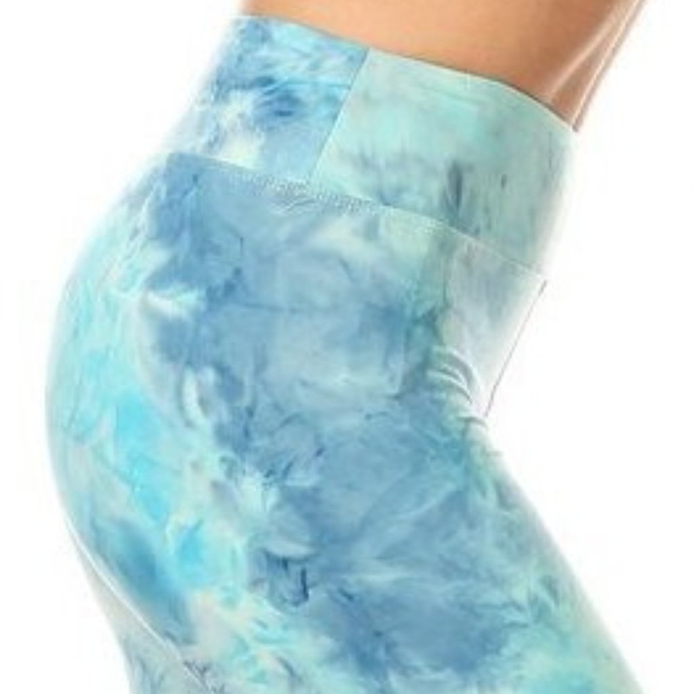 Blue and Aqua Tie Dye Leggings - Picture 3 of 3